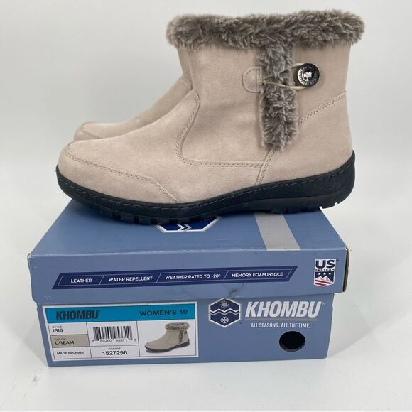 Khombu Women's Cream Ankle Boots size 10 New in Box - Picture 4 of 6